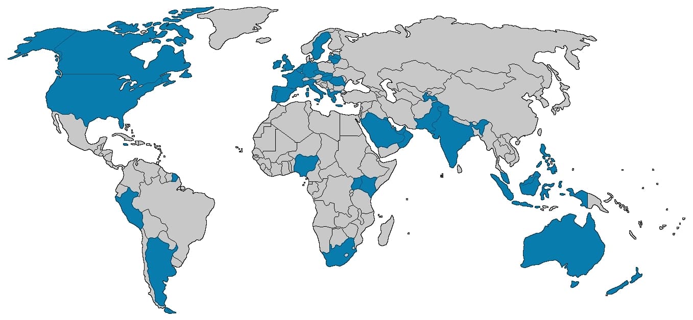 Global Client Base Map